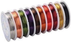 Prescent 0.4 MM Thick Thread Wire Each 10 Meters for Jewellery Makin, Art and Craft, DIY crafts, Decoration, and much more (10, Multicolor, 0.4 MM)