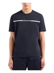 Armani Exchange A｜X Men's Line Logo Branded Short Sleeve T-Shirt, Deep Navy, Medium