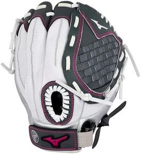 Mizuno Girl's Prospect Finch Youth Softball Glove, PowerClose Technology: Makes Catching Easy, V-Flex Notch, Parashock Palm Pad, Buttersoft Palm Liner, Right Hand Throw, 11"|Ages 7-8