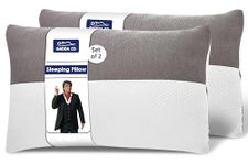 GADDA CO Hollow Sleeping Fiber Pillow with Zip | Set of 2| Height Adjustable Sleeping Bed Pillow, Soft and Fluffy | White and Grey, Standard Size with 3 Months Warranty