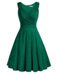 GRACE KARIN Summer Graduation Celebration Dresses for Women UK 50s V-Neck Sleeveless Party Lace A-line Dresses Lace Dark Green M