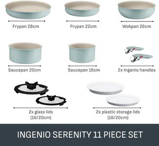 Tefal Ingenio 11-Piece Cookware Set – Green, Stackable Non-Stick
