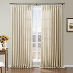 Drapifytex Pinch Pleat Drapery 72 Inches Width by 96 Inches Length Faux Linen Room Darkening Curtain, Bedroom Curtain Livingroom Curtain, Sand Beige