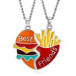 Best Friend Necklace for 2 3 Girls Cute Enamel Hamburg French Fries Friendship Matching Necklace for Bff Gift for Teen Girls