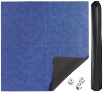 GUSTARIA Mahjong Mat, Mahjong Table Mat with Prints & Extra Dice, for Poker, Card, Mahjongg, Dominoes Games (Blue, 31.5 inches)