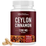 Extra Strength Organic Ceylon Cinnamon Capsules | 1200mg | Sugar Control Support | True Sri Lanka Ceylon Cinnamon Powder | Cinnamon Supplement With 1000mg Plus | Vegetarian, Non-GMO | 150 Pills