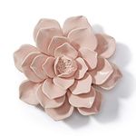 SEINHIJO Ceramic Wall Decor Flower Artificial Flower 3D Wall Art 7.1 Inches Dia. Pink Rose Style with Hooks Hole(Hooks Included)