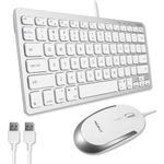 Macally USB Wired Keyboard and Mouse Combo for Mac and PC - Save Space and Enhance Workflow - Aluminum Compact Keyboard with 78 Slim Keys and Quiet Click Mouse - Sleek USB Keyboard and Mouse Wired