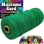 3mm Macrame Cord 3mm Thick Cords for Macrame Yarn 100% Cotton Colored Macrame Rope Cord Natural Craft Cord String Yarn Supplies 325 Feet 3 mm Cotton Macrame Cord Thin Green Macrame Supplies