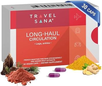 TRAVELSANA Long-Haul Circulation | for Swollen Legs, Ankles, Feet | Relieve Discomfort | Supports Inflammatory Response & Blood Flow | Pycnogenol 100 mg & Ginger Extract | Fast-Acting | 30 Capsules
