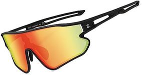 DUCO Polarized Sunglasses Baseball Sun Glasses for Men Women Lightweight TR90 Frame UV400 Sports Cycling Shades (Black Frame Black Temple Revo Orange Lens)