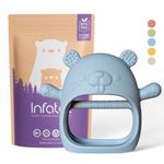 Infatot® Teething Toys for Baby Gifts – Chipmunk Silicone Mitten Teether, Soothing Glove for Infants, Baby Toys 0-6 Months, Soft Chewable Teether Toy to Prevent Finger Sucking, CM Blue.