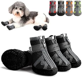 Zunea Dog Boots for Small Dogs Breathable Mesh Zipper Shoes Anti-Slip Adjustable Reflective Puppy Booties Outdoor Pet Chihuahua Paw Protectors Boots with Rugged Sole for Hot Pavement Black 1#