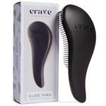 Crave Naturals Glide Thru Detangling Brush for Adults and Kids Hair - Detangler Comb and Hair Brush for Curly, Straight, Wet or Dry Hair (BLACK)