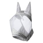 Harrison Howard CareMaster Horse Fly Mask Half Face with Ears Moonlight Silver Medium Cob