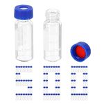 PATIKIL 2ml Autosampler Vial, 500 Pack Pre-Slit Septa HPLC/GC Vials 9-425 Lab Clear Vials Sample Vial Screw Cap Writing Patch PTFE & Silicone for LC Stamper