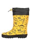 Mountain Warehouse Pattern Winter Junior Wellies - Lightweight Rain Shoes, Easy Clean Kids Wellington Boots, Rubber Outsole - Childrens Footwear for Walking Yellow Kids Shoe Size 6 UK