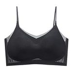 Longline Sports Bras for Women High Impact Transparent Push Up Workout Athletic Compression Supportive Solid Minimizer Silk Lingerie Ultra Thin Gym Tank Top for Large Bust Yoga Cute