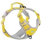 ThinkPet No Pull Harness Breathable Sport Harness with Handle-Dog Harnesses Reflective Adjustable for Medium Large Dogs,Back/Front Clip for Easy Control S Yellow