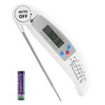 Criacr Meat Thermometers, Digital Cooking Thermometer, High Accuracy Food Thermometer, Instant Read Foldable Meat Probe Kitchen Thermometer for Kitchen Cooking, BBQ, Milk, Christmas (White)