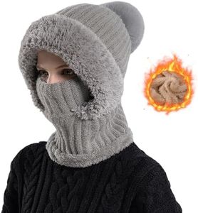 3 in 1 Beanie Hat with Scarf and Mask for Winter, 2026 New 3 in 1 Beanie Hat for Women Men, Balaclava Women, (Grey)