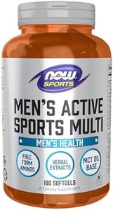 NOW Foods Sports Nutrition, Men's Extreme Sports Multi with Free-Form Amino Acids, ZMA®, Tribulus, MCT Oil, and Herbal Extracts, 180 Softgels