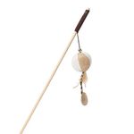 Foodie Puppies Wooden Teaser Stick Interactive Toy for Cats and Kittens - (Ball Bell) with Feather Jingly Bell