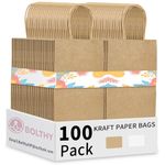 Bolthy Brown Small Kraft Paper Bags 100Pcs 8.27 x 3.15 x 5.91 inches(20x8x14cm) Paper Bags with Handles Gift Bags for Shopping, Wedding, Retail, Party Favor Bags