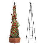 MYMULIKE Garden Trellis for Climbing Plants, 165cm Garden Tower Obelisk Supports For Garden Rustproof Sweet Pea Frame Potted Plants Flowers Flower Stand Rose Trellis Vegetable Fruits