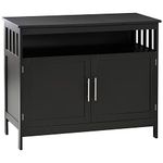 HOMCOM Kitchen Sideboard, Buffet Cabinet, Wooden Storage Console Table with 2-Level Cabinet and Open Shelf, Black