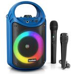 MASINGO Karaoke Machine for Kids and Adults with 1 Wireless Karaoke Microphone and 1 Wired Mic, PA Portable Speaker with LED Lights, Supports TF Card/USB, AUX/MIC in, TWS for Home Party, Burletta C10