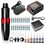 Stigma Tattoo Machine Kit Professional Rotary Pen with 20Pcs Cartridges Needles Digital Display Power Supply Tattoo Kit with Aluminum Alloy Box for Beginners and Tattoo Artists EM122KIT02BP142-1