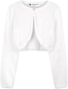 BlackButterfly Filles Manche Longue Boléro Scintillante Enfants Cardigan (Blanc - Étincelle holographique, 11-12 Ans)