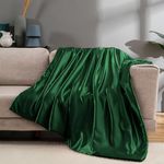 Vonty Satin Throw Blanket Dark Green Satin Blankets 60x80 Inches, Cooling & Silky Throw Blanket Wrinkle-Free Cable Knit Throw Blanket for Coush Sofa Bed Outdoor