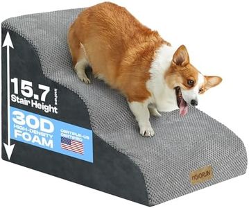 Miorun Dog Stairs Ramp for Bed and Couch Up to 17'', Slope 3-Step Foam Steps for Pets to get on Sofa, Puppy Ladder with Washable Cover and Balanced Non-Slip Base, Ideal for Older Cats