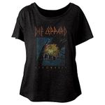 American Classics Def Leppard 80s Heavy Metal Band RocknRoll Pyromania Ladies Slouchy T-Shirt Tee Vintage Black