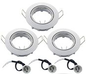 BlueXP 3 Set LED Recessed Spotlights Trim Rings Fitting Round GU10 Spotlight Mounting Frame with GU10 Lamp Holder for Livingroom Bedroom 50mm GU10 MR16 LED Halogen Bulb Mounting Frame-White