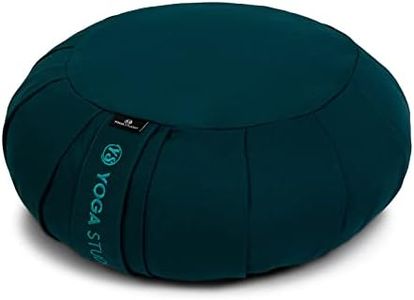 Yoga Studio EU Round Zafu Meditation Cushion | Organic Cotton | Buckwheat Hulls | Removable Washable Cover | Carry Handle - Teal