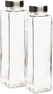 LARYNX 750ML Glass Water Bottle, Square Refrigerator bottles set- Perfect for Home, Travel, Juicing, Water, Smoothie - Reusable Glass Drinking Bottles - (Clear, Pack of 2)