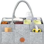 KeaBabies Diaper Caddy Organizer - Large Nappy Caddy Organizer for Baby Nursery, Car Storage Organizer, Baby Gift Basket, Changing Table Organizer, Portable Baby Caddy Organiser (Classic Gray)