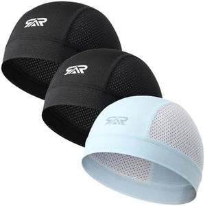 THINDUST 3Pcs Breathable Mesh Skull Cap,Lightweight Quick Dry Sports Helmet Liner for Men Women, Cooling Cycling Beanies