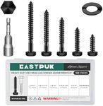 EASTPUK 109Pcs 1/4 Hex Head Lag Bolts Screws Assortment Kit, Heavy Duty Lag Screws with Washers, 304 Stainless Steel, 1/4 Bolt for Wood, Fully Thread, Black Oxided with Hex Socket