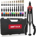 WETOLS 17" Rivet Nut Tool, Hand Rivet Tool Kit with 11 Metric & SAE Mandrels M3 M4 M5 M6 M8 M10 M12, 10-24, 1/4-20, 5/16-18, 3/8-16, 110pcs Rivnuts, Sturdy Case Packed, Auto Release Nut Design, WE-896