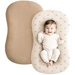 Konssy Muslin Baby Lounger Cover 2 Pack, 100% Cotton Newborn Lounger Cover, Soft and Breathable Lounger Slipcover for Boys Girls, Covers Only (Brown, Sun)