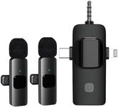 Wireless Lavalier Microphone for iPhone, Android, Camera, Laptop, 3-in-1 Mini Microphone with Noise Cancellation for Video Recording, YouTube, TikTok