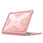 Fintie Case for MacBook Air 13 Inch A2337 (M1) / A2179 / A1932 (2018-2021 2022 Release) - Heavy Duty Hard Shell Case Cover with TPU Bumper for MacBook Air 13 Retina Display with Touch ID, Rose Gold