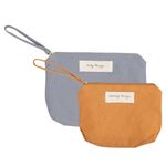 Pearhead Mom Things and Baby Things Pouch Set – Diaper Bag Storage Essentials, Neutral Cosmetic and Accessory Bags for New Mom and Newborn, Ideal Shower Gift Made from Recycled Cotton - Set of 2