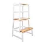 EKOUPLUS Wooden Step Stool for Kids, Premium Toddler Stool Kids Step Stool with Handle and Safety Rail, Perfect for Kitchen, Bathroom and Bedroom