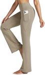 Willit Women's Yoga Pants Flare Leggings High Waist Bootcut Workout Leggings Tummy Control with Pockets 31" Khaki M