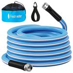 RVPLAN 50Ft Drinking Water Hose 5/8 Inch Inner Diameter, Garden Hose Fresh Water Hose for RV, Camper, Travel Trailer (Blue&White)